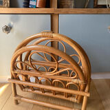 Vintage rattan magazine holder