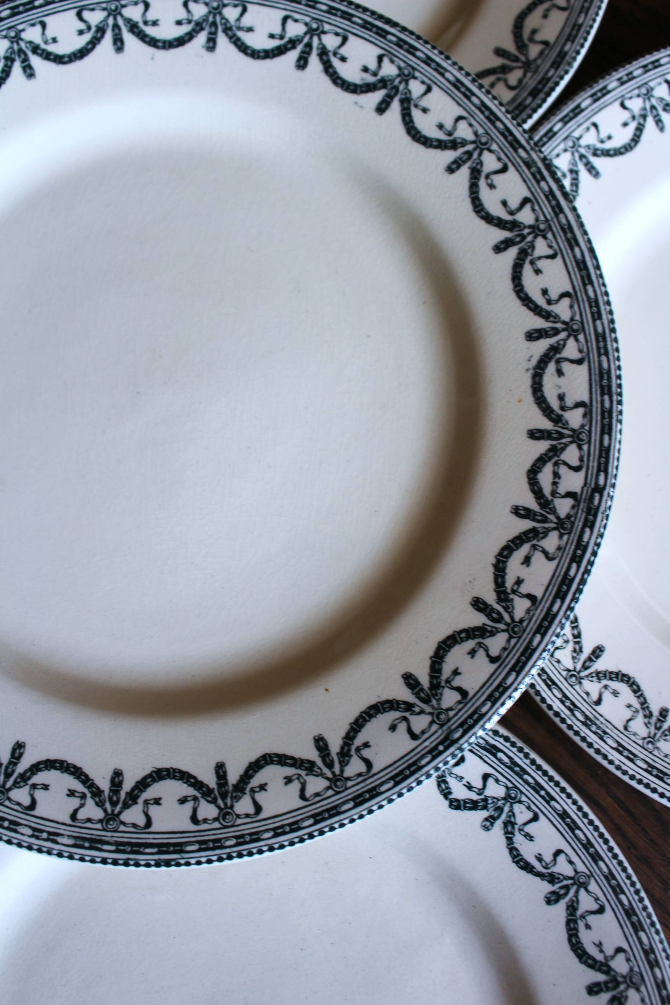 A set of 6 flat plates Terre de Fer Guirlandes Louis XVI Salins