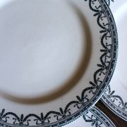 A set of 6 flat plates Terre de Fer Guirlandes Louis XVI Salins