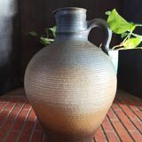 Vintage large pitcher vase in artisanal stoneware.