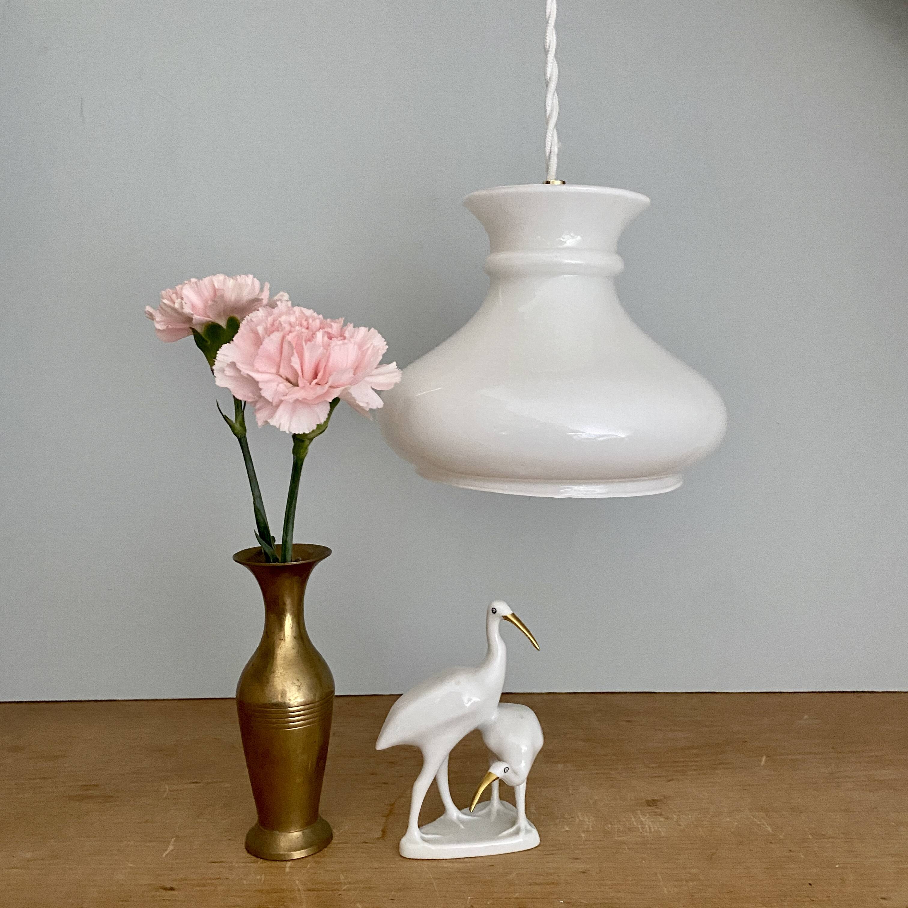 Vintage globe pendant light in white opaline