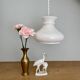 Vintage globe pendant light in white opaline