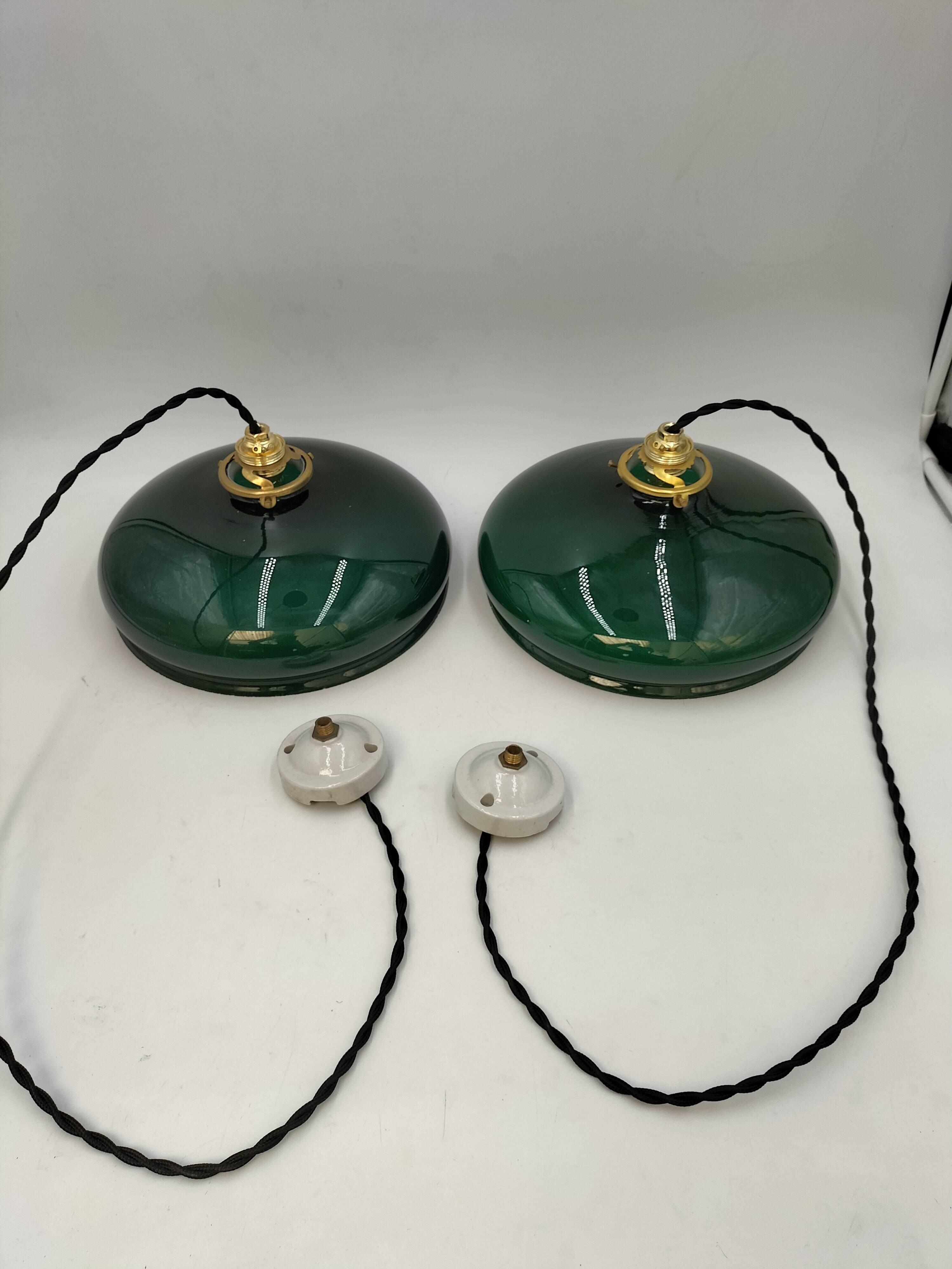 Green opaline pendant lights