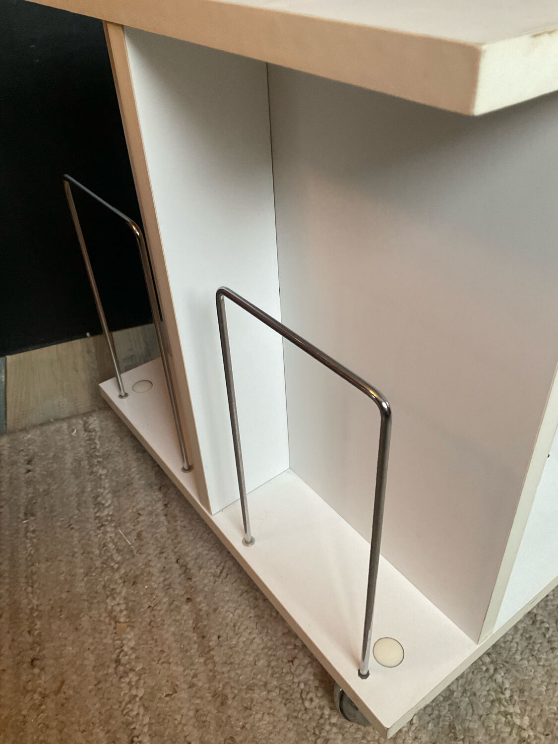 Small side table with storage for vinyl records from the 1970s.