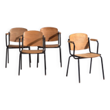 Vintage Style Dining Chairs with Arms (c.1950). Set of 4 Pieces