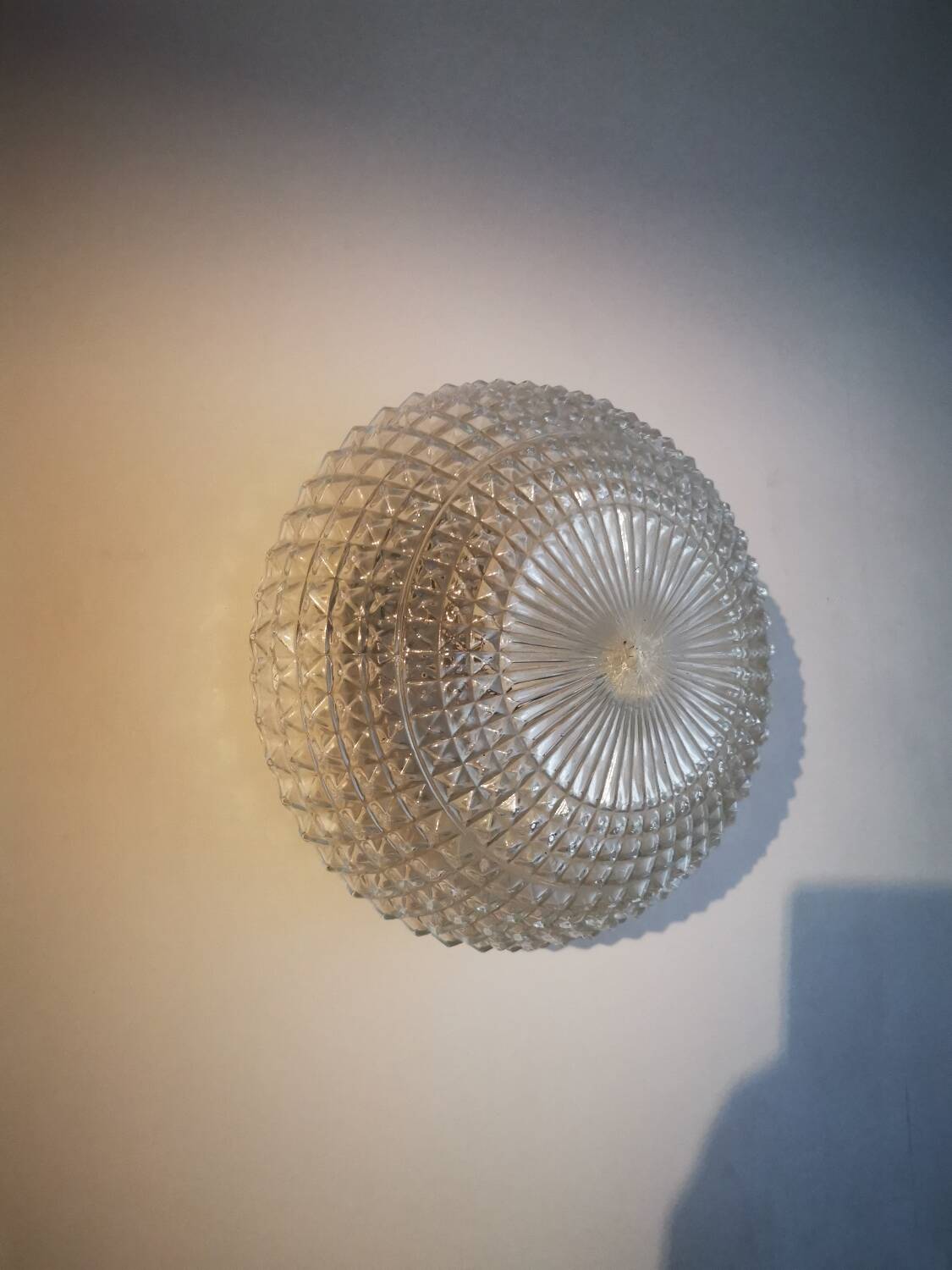 Vintage crystal glass wall ceiling light from the 70s