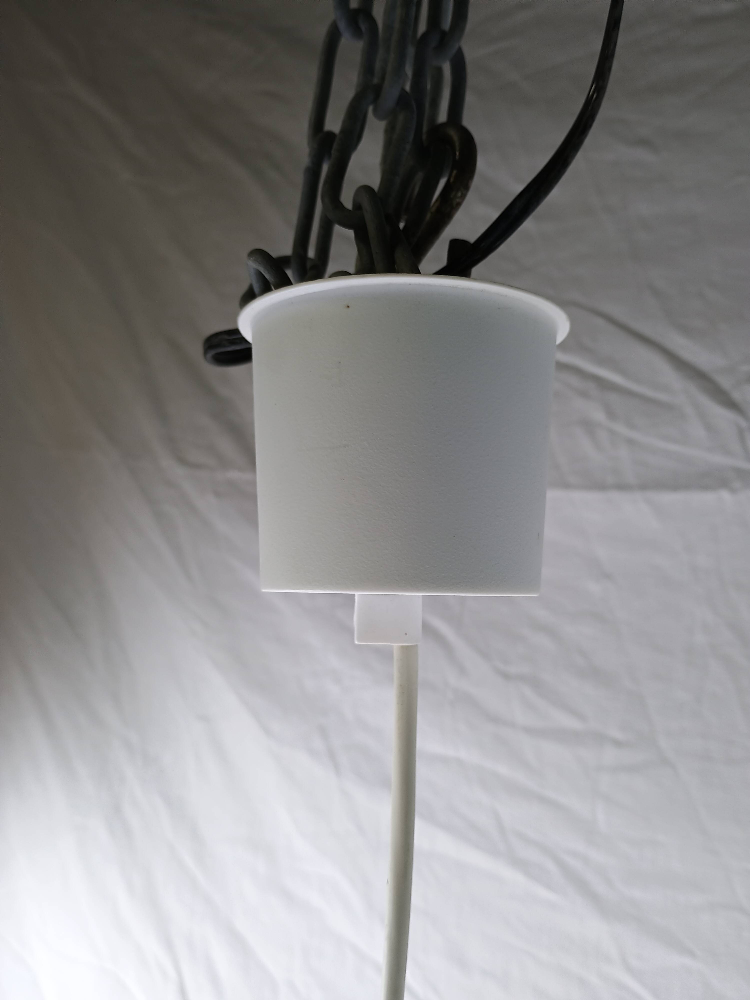 Mid-century white and pink glass suspension French vintage 1950