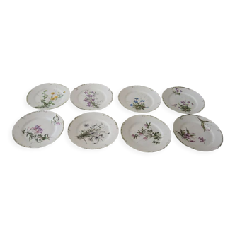 8 old gda porcelain dessert plates france