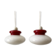 Duo de suspensions en opaline blanche et rouge années 50