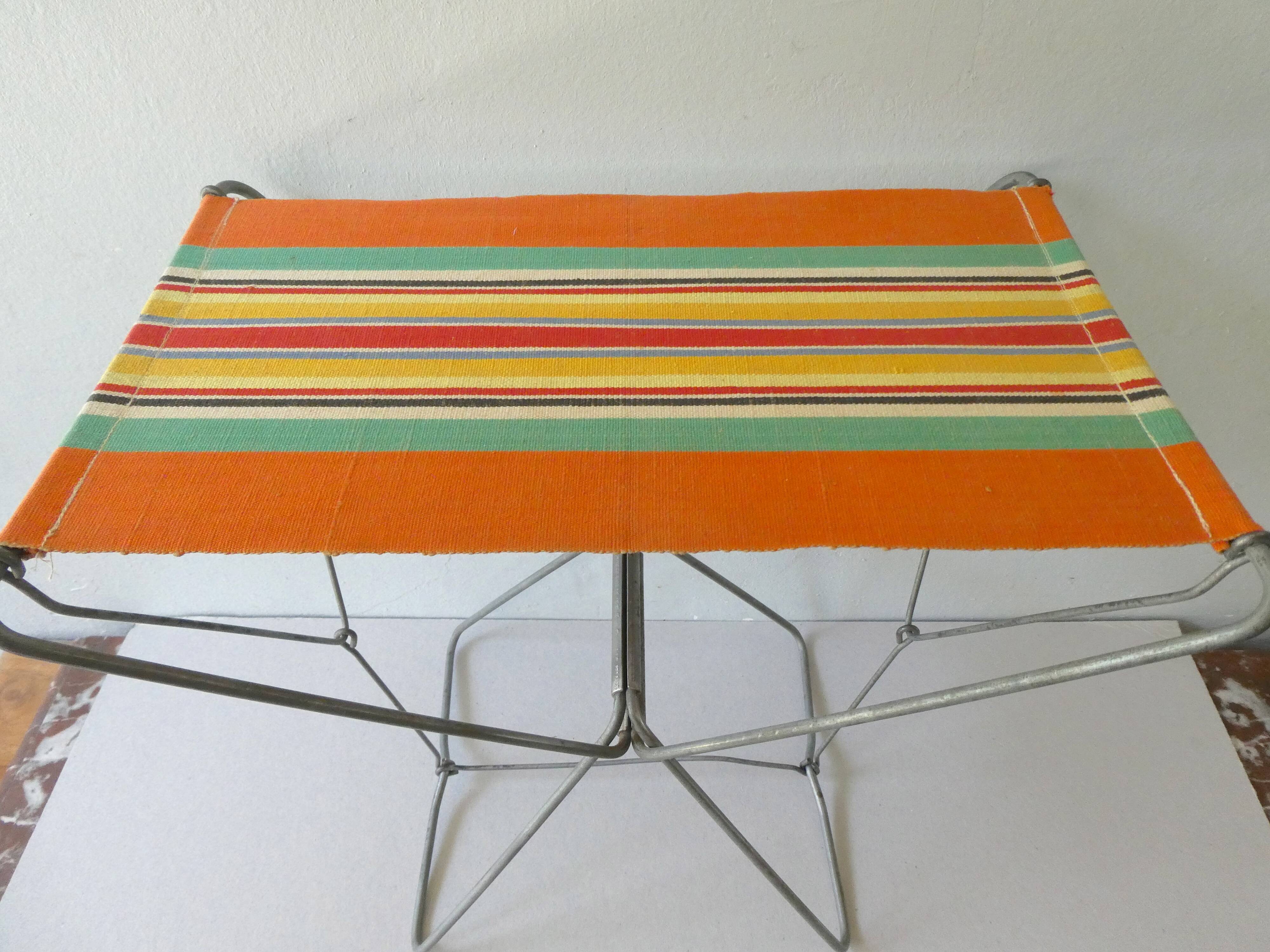 Metal folding and striped canvas, 70s