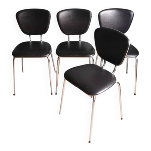 Suite de 4 chaises cuir - noir