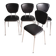 Set of 4 black synthetic leather chairs with pearlescent trim.
