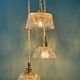 Vintage triple suspension lampshade in glass and cut crystal - collection