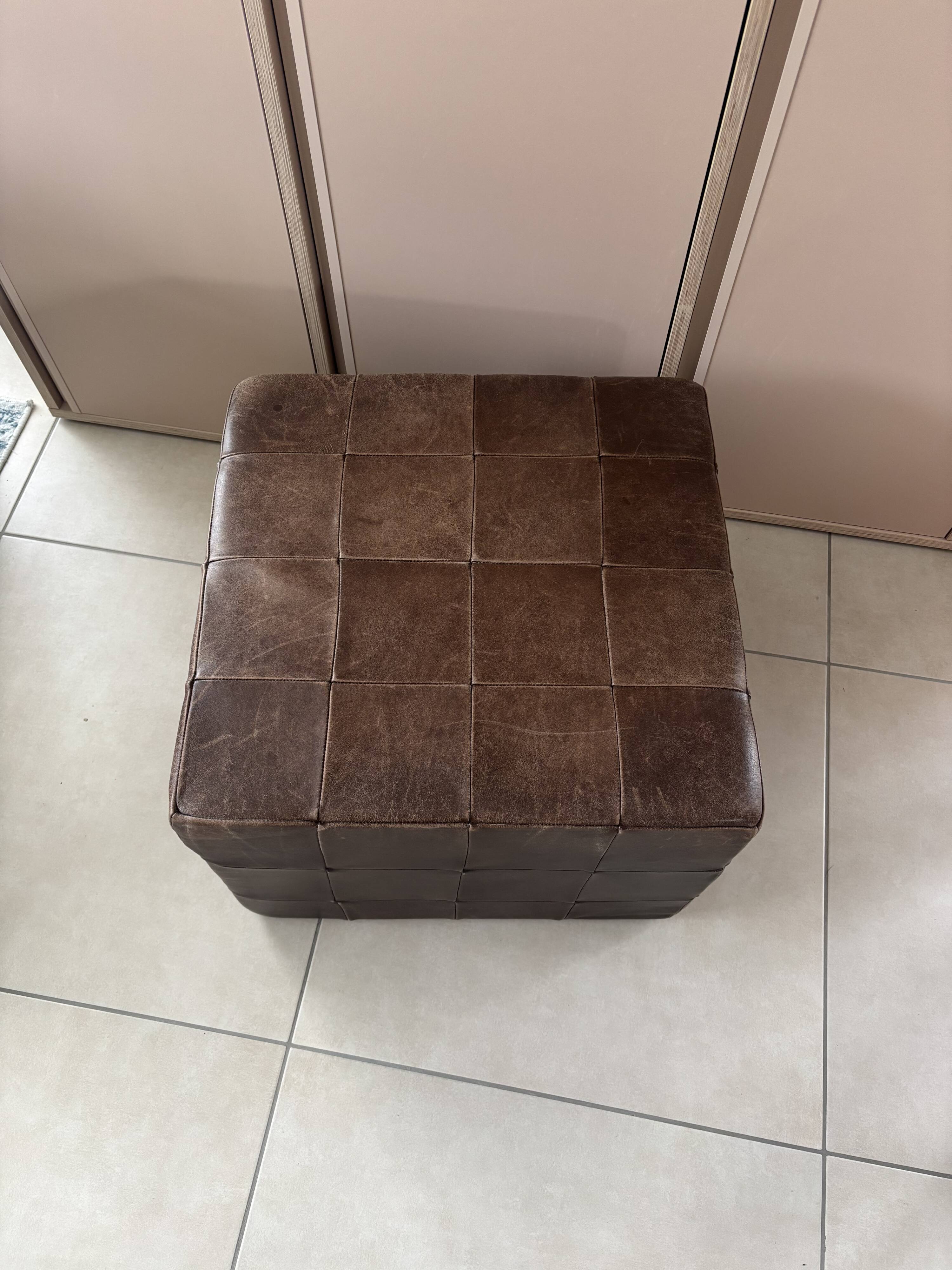 De Sede Vintage Leather Patchwork Pouf