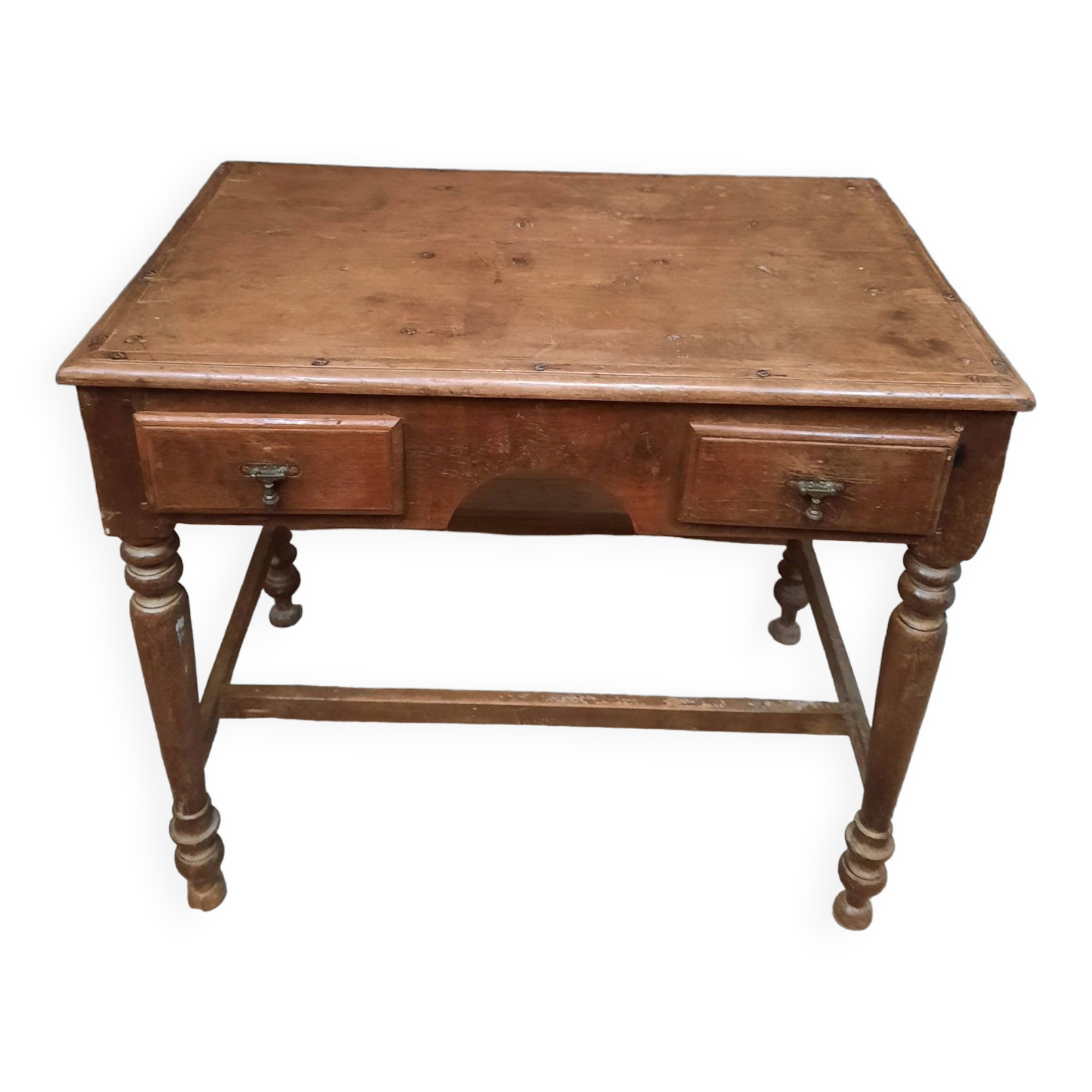Table burreau rustique à 2 tirroirs