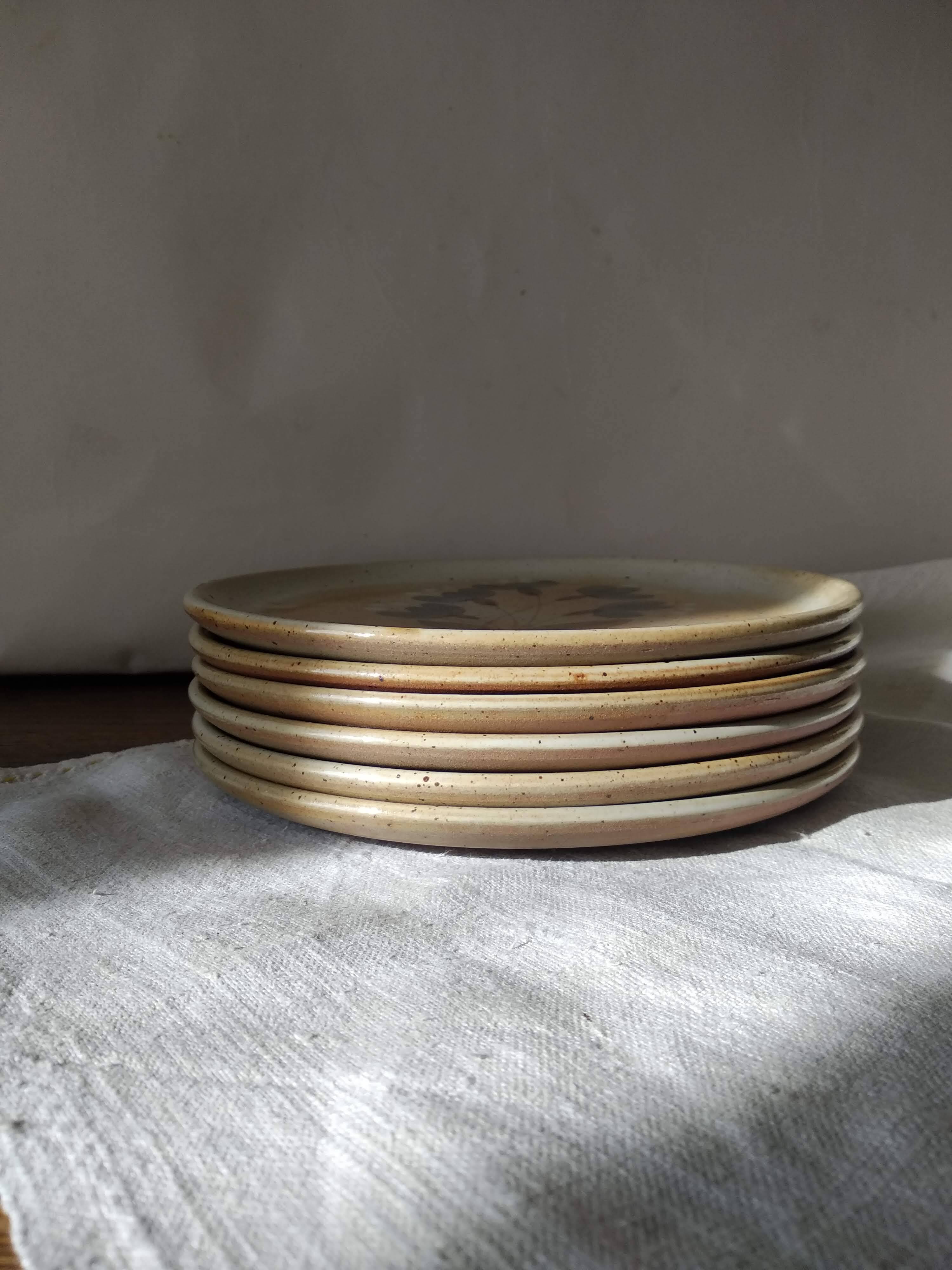 6 Vintage Grès du Marais dessert plates