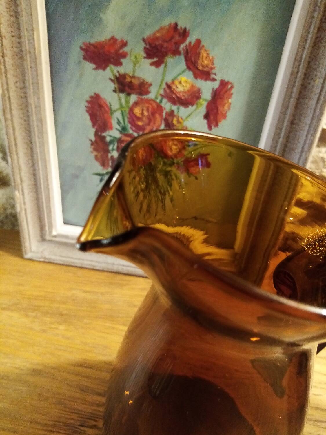 Carafe verre bullé ambré