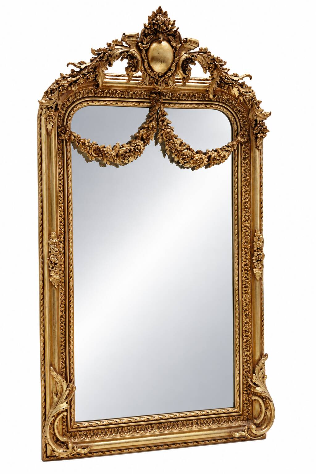 Miroir baroque doré avec guirlande de fleurs
