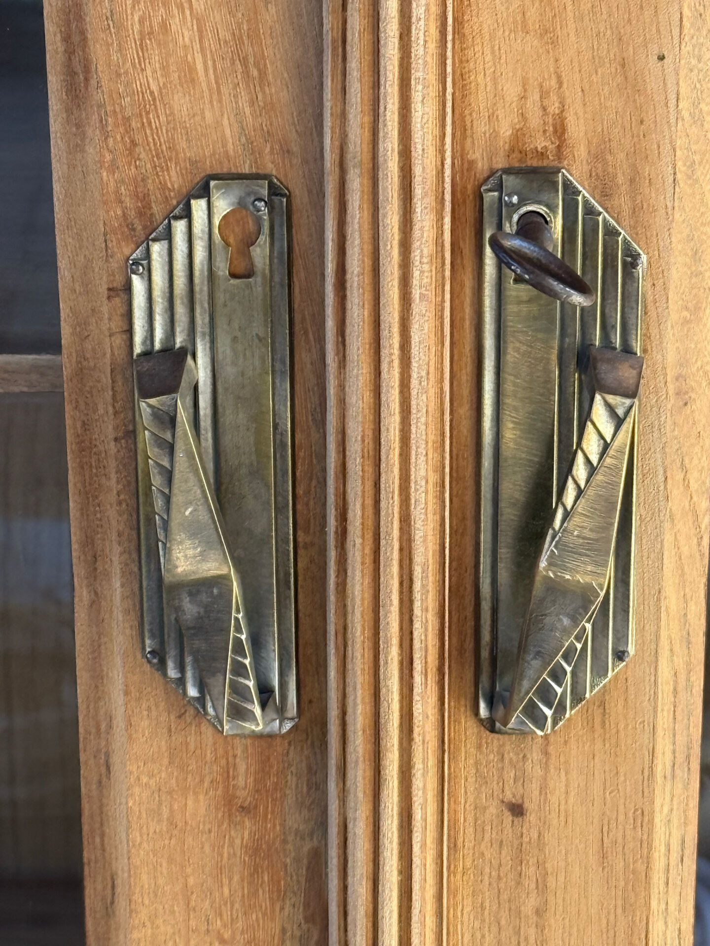 Magnificent Art Deco display cabinet sanded.