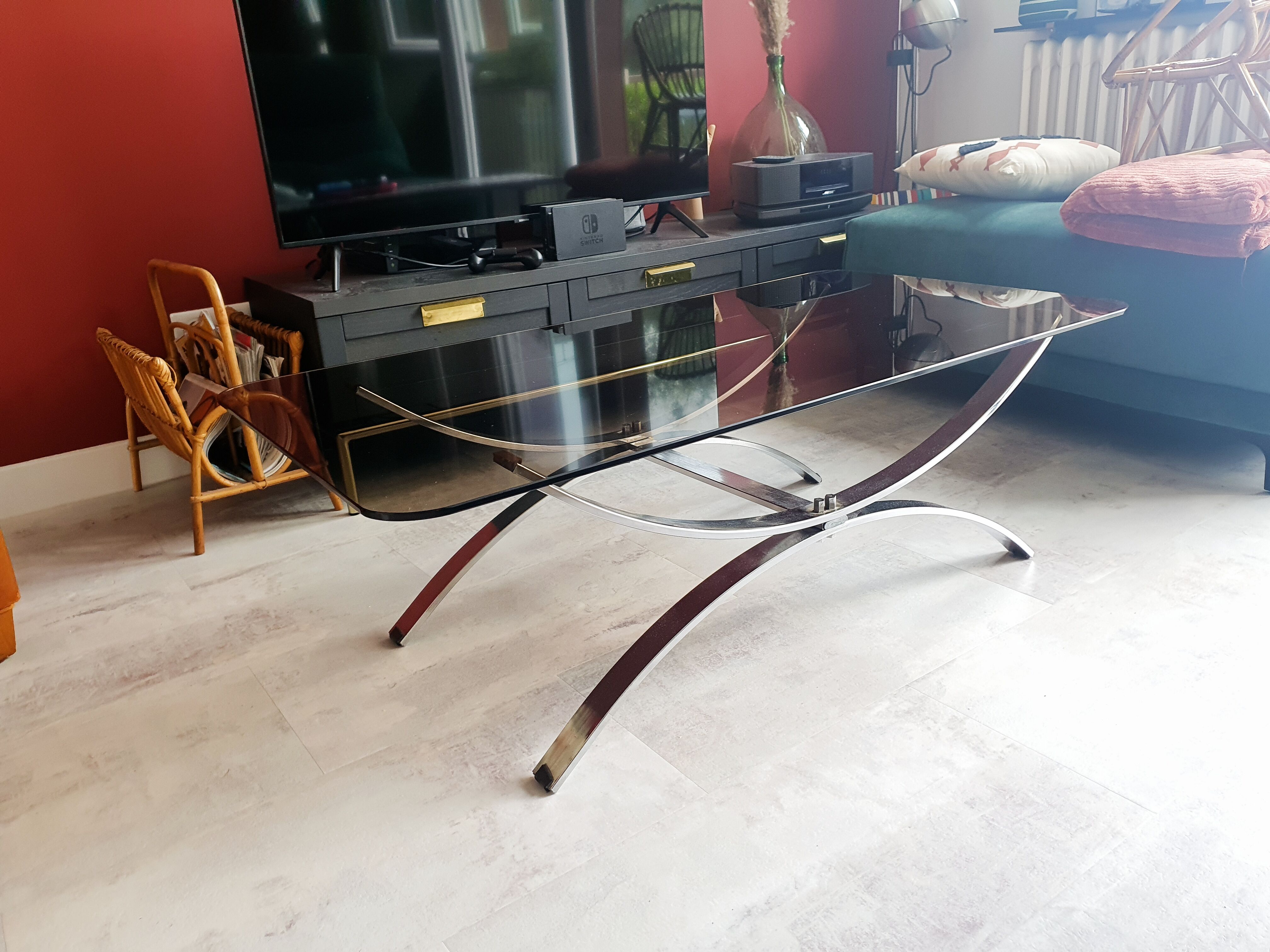 Vintage glass coffee table