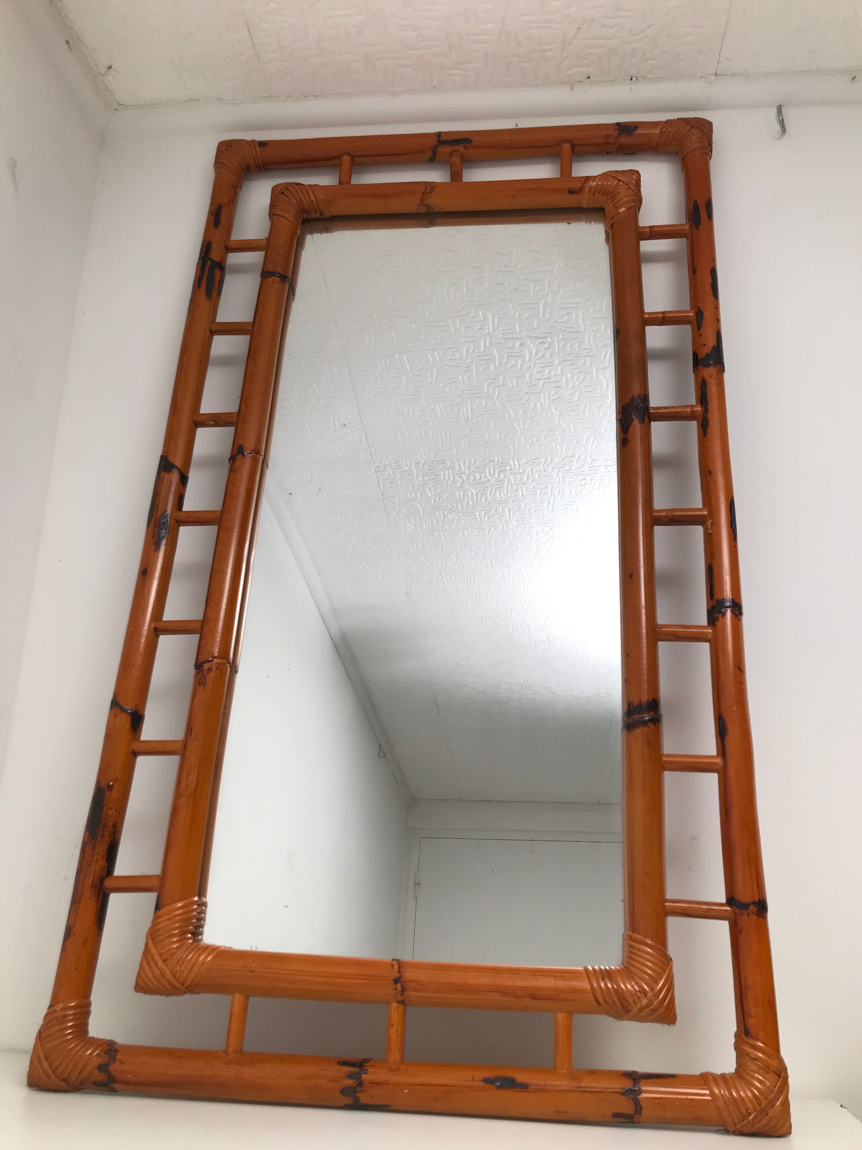 Vintage bamboo mirror