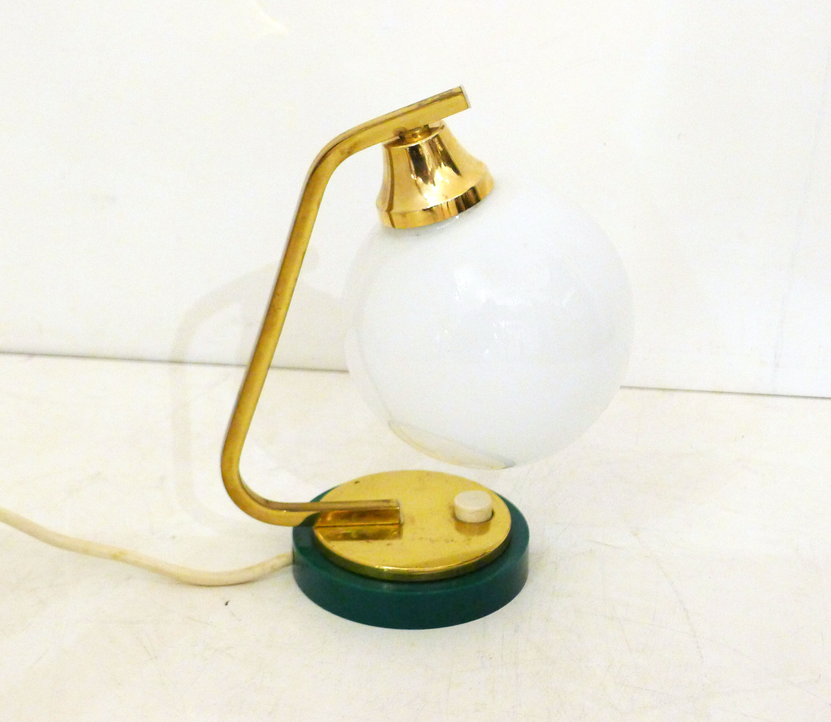 Golden lamp & opal globe