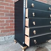 Black gold chest of drawers vintage furniture