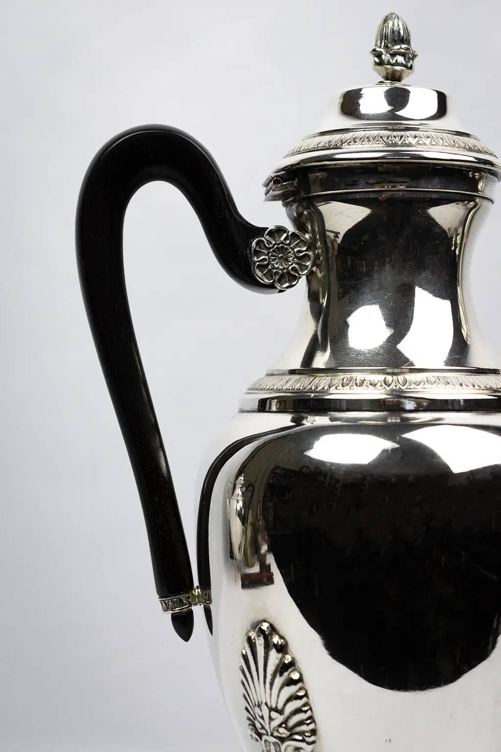 Empire-style tea and coffee service with ram's head spout - silver-plated, 5 pieces