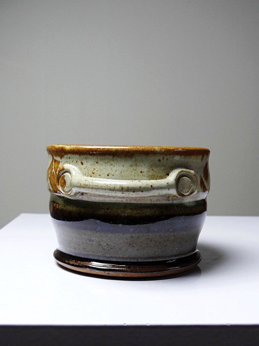 Large glazed stoneware vintage Japanese-style mug signed from the 90s-2000s.
