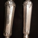 Solid silver leg covers stuffed