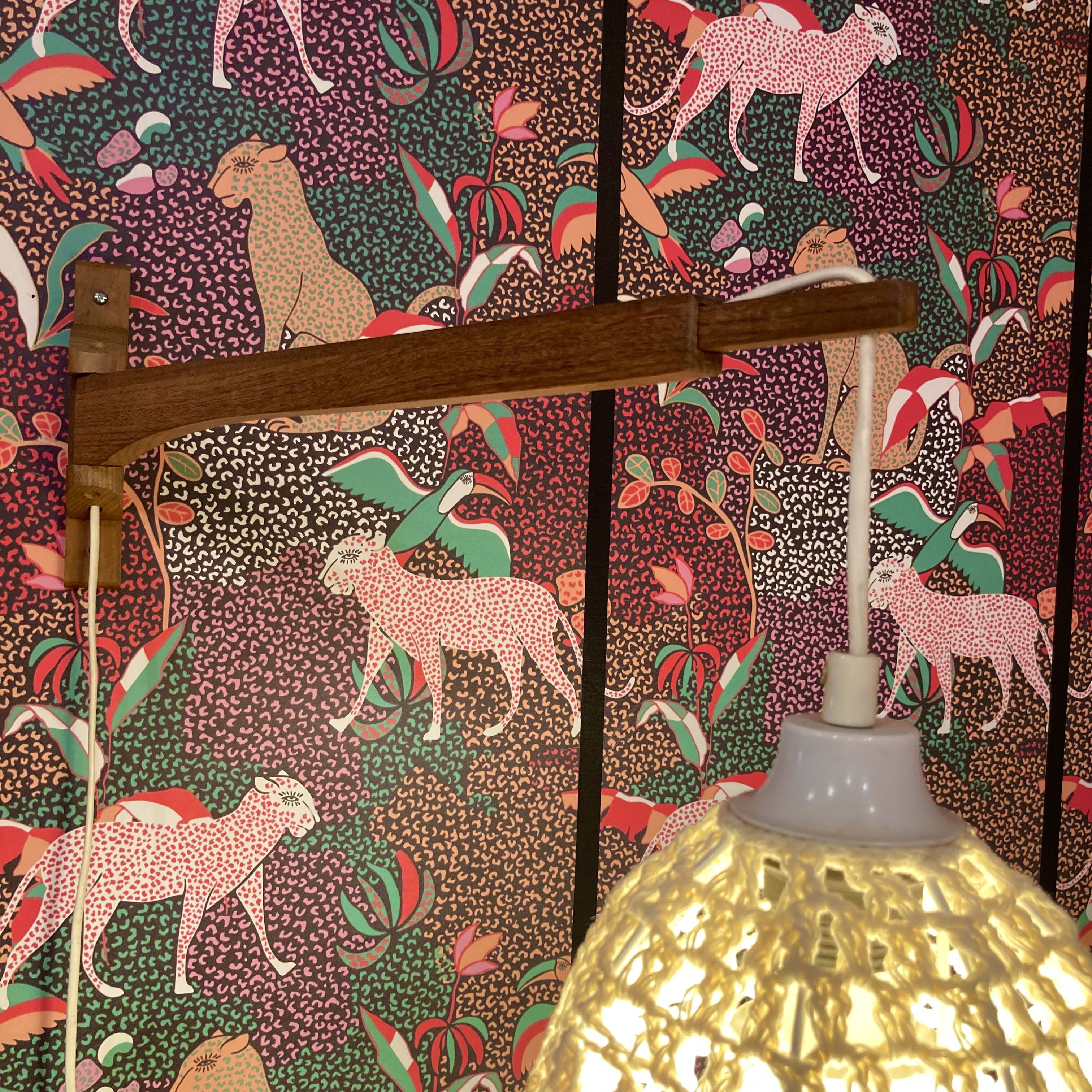 Large modular teak wall light, Scandinavian design 1960.