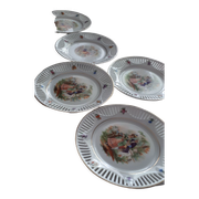 6 assiettes à dessert "scènes galantes"