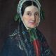 Vintage Older Woman Portrait Oil Painting