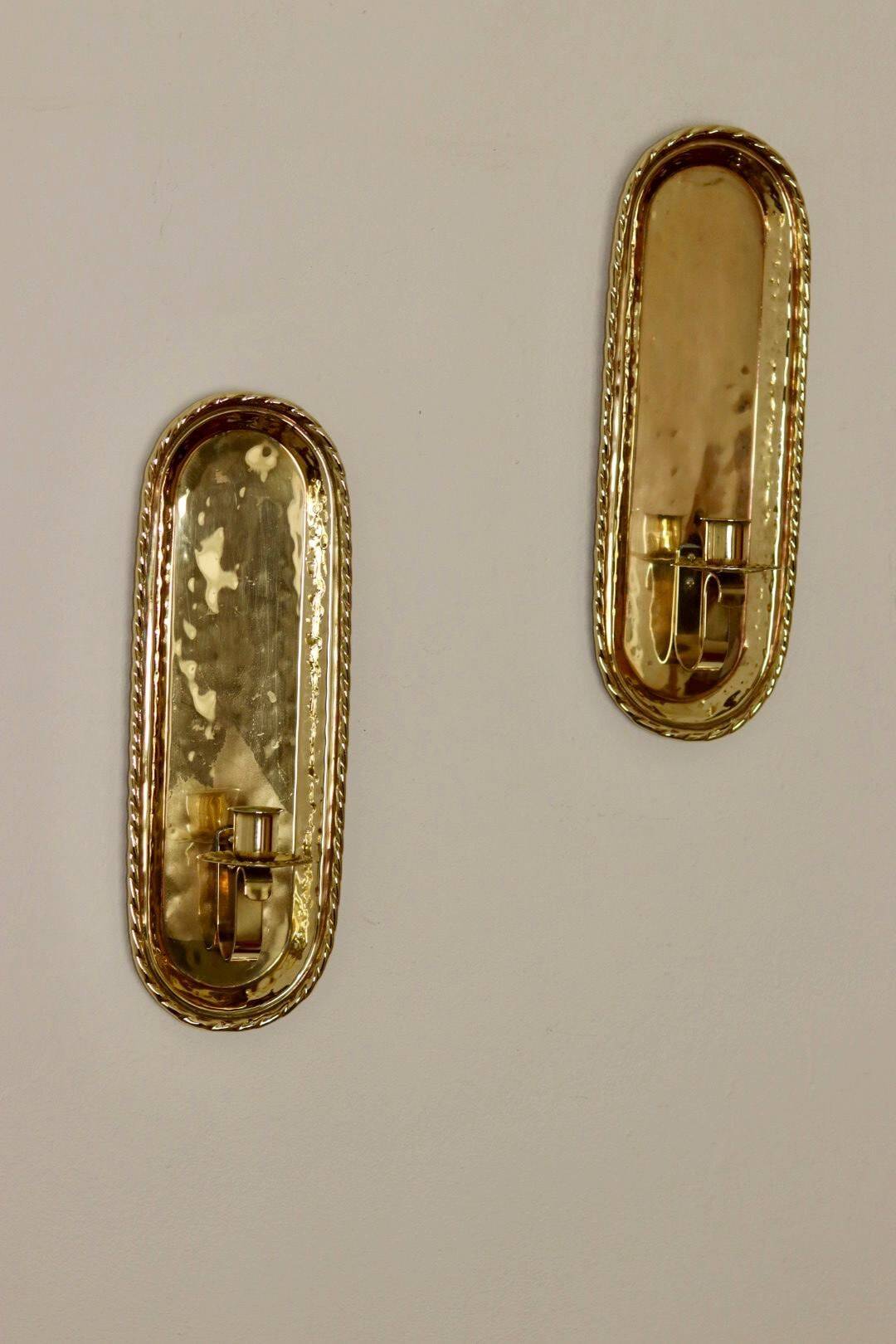 Pair of Mid-Century Swedish Brass Sconces