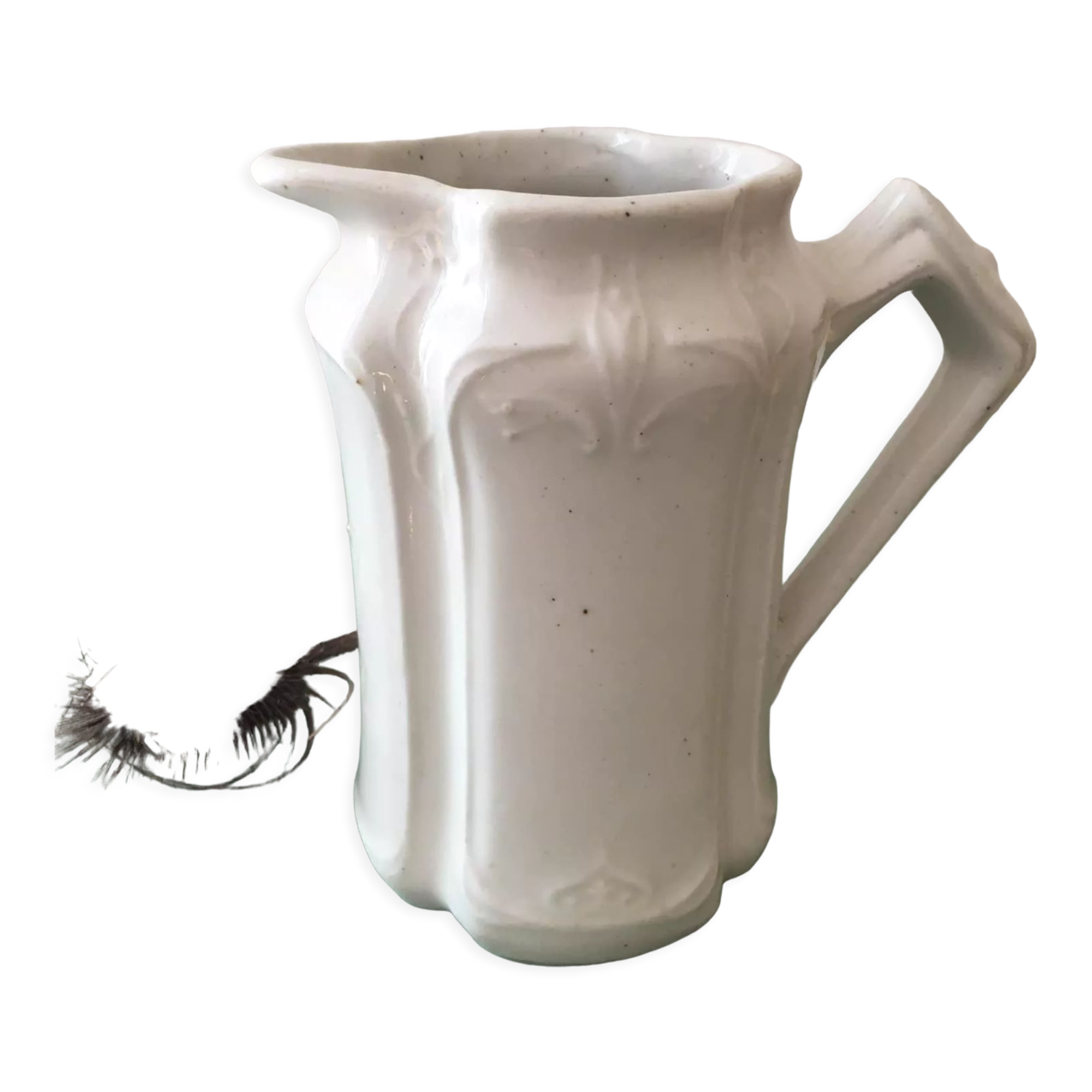 Antique ivory-coloured porcelain vase/pitcher