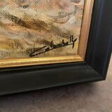 Oil on canvas, Landscape of sailboats