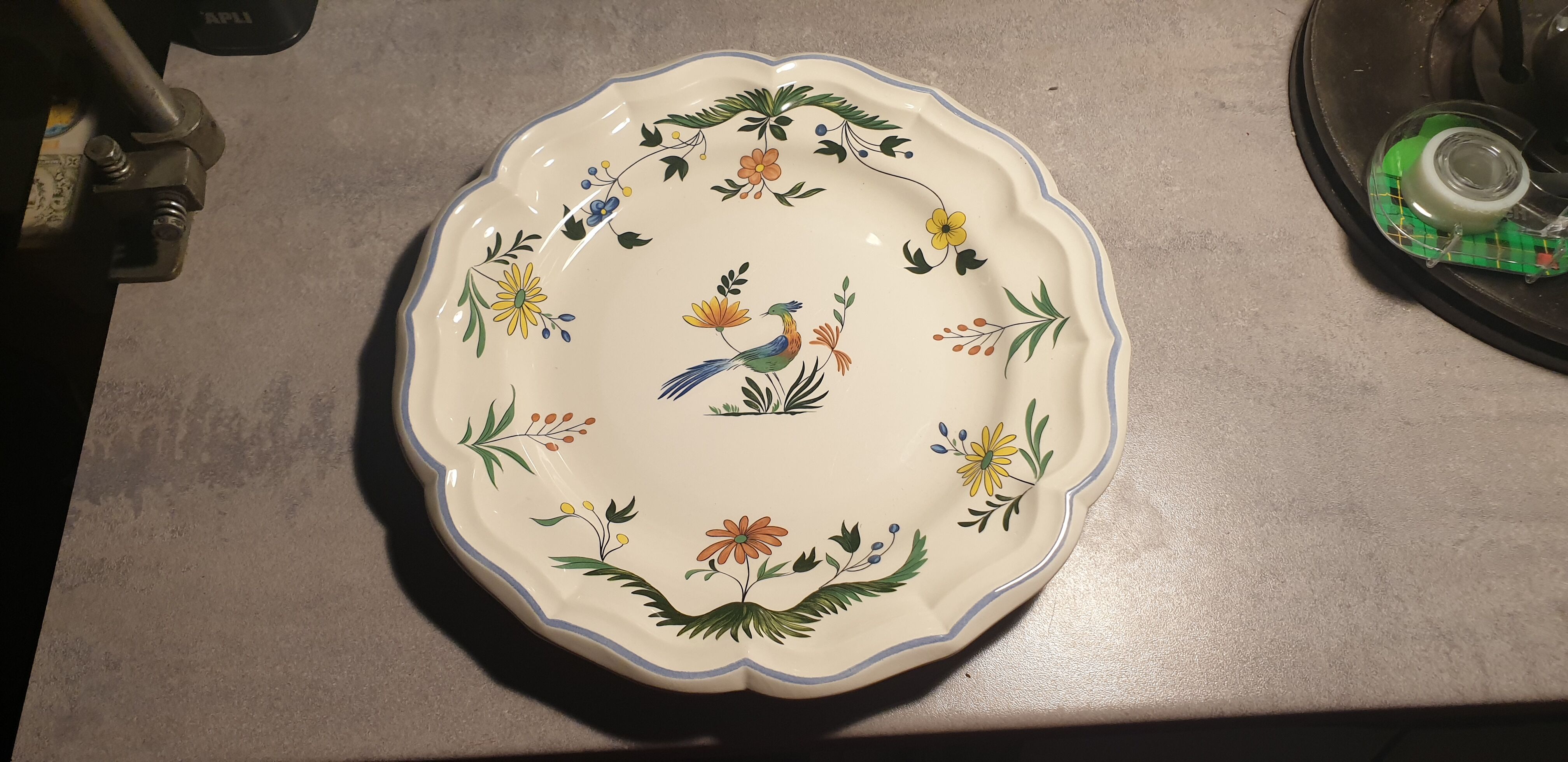 Dish gien decor birds of paradise