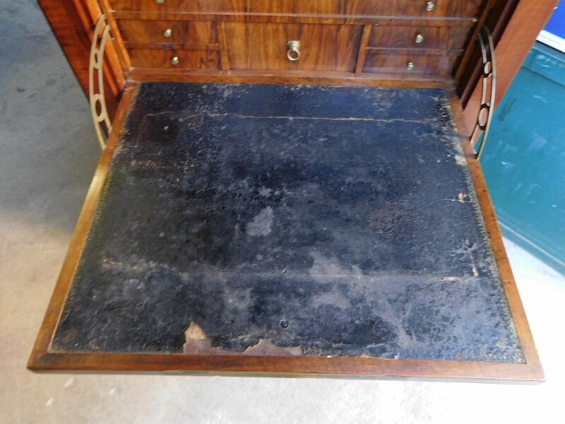 Secretaire a abattant directoire en ronce de noyer du xix ème siecle