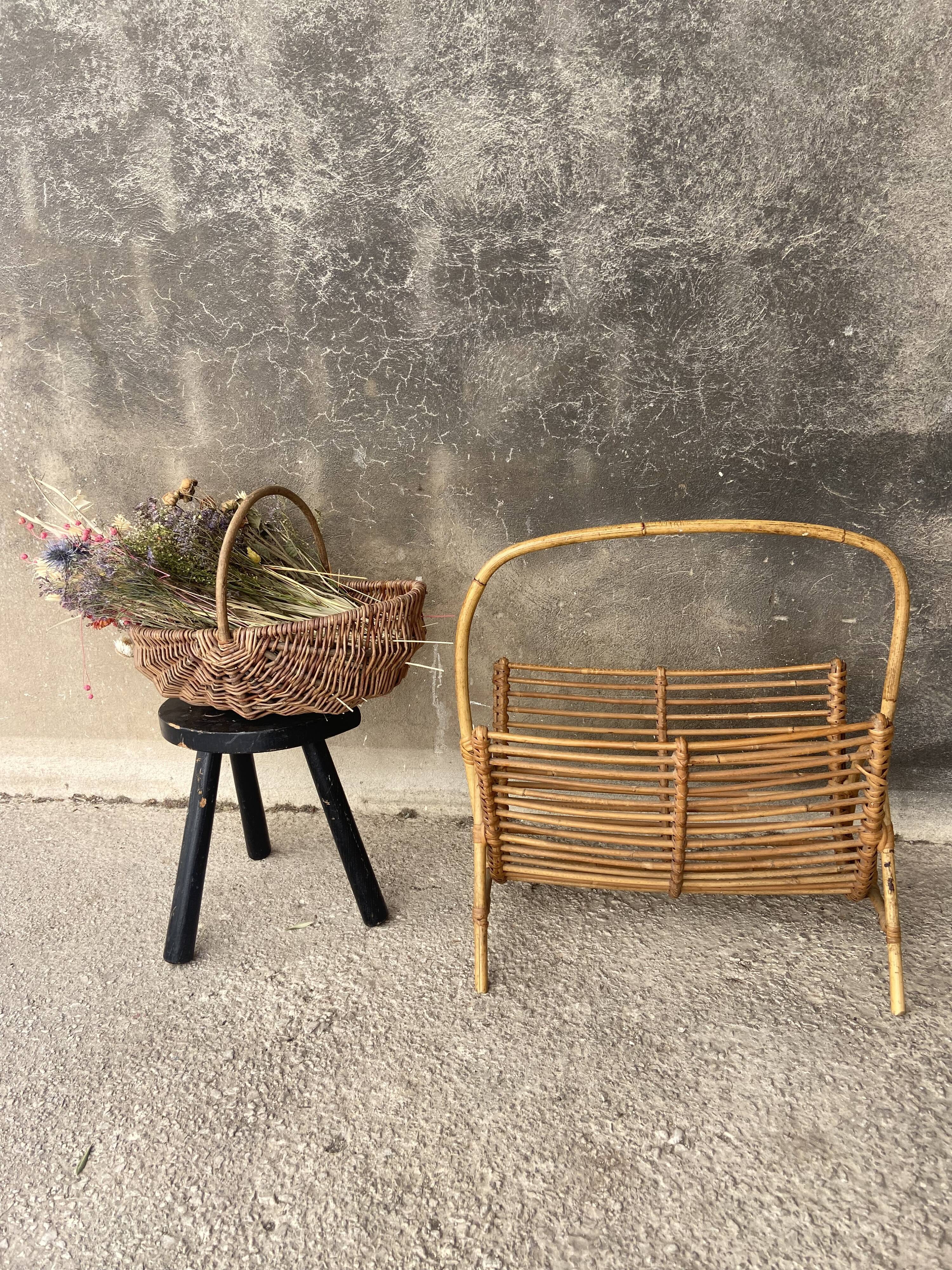 Rattan magazine holder