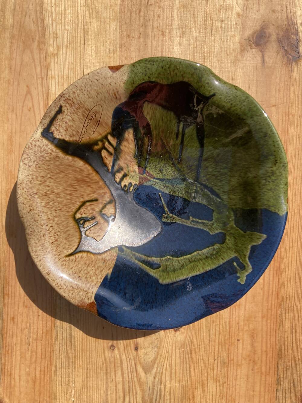 Ceramic dish signed Cerampuo