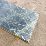 Wood and green marble coffee table