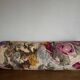 XL floral linen canvas bolster cushion from the 1950s.
