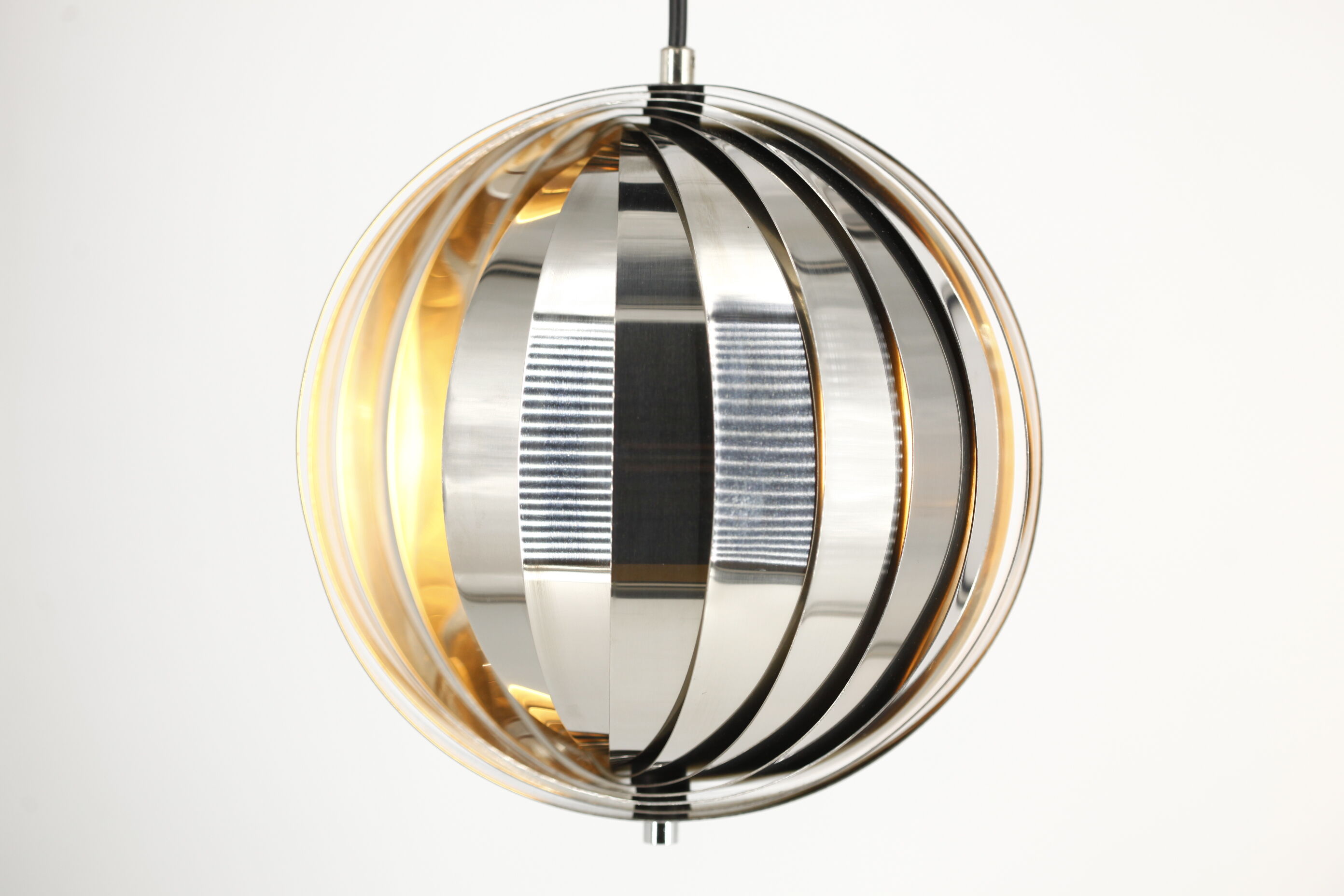 Ceiling lamp moon spiral chrome space age vintage spain 70's