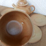 Vintage CNP France village stoneware chocolate tea coffee set