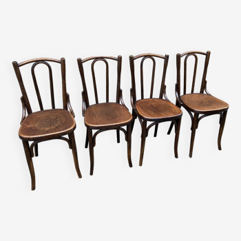 4 chaises bistrot bois courbé Fischel Thonet Nr 56