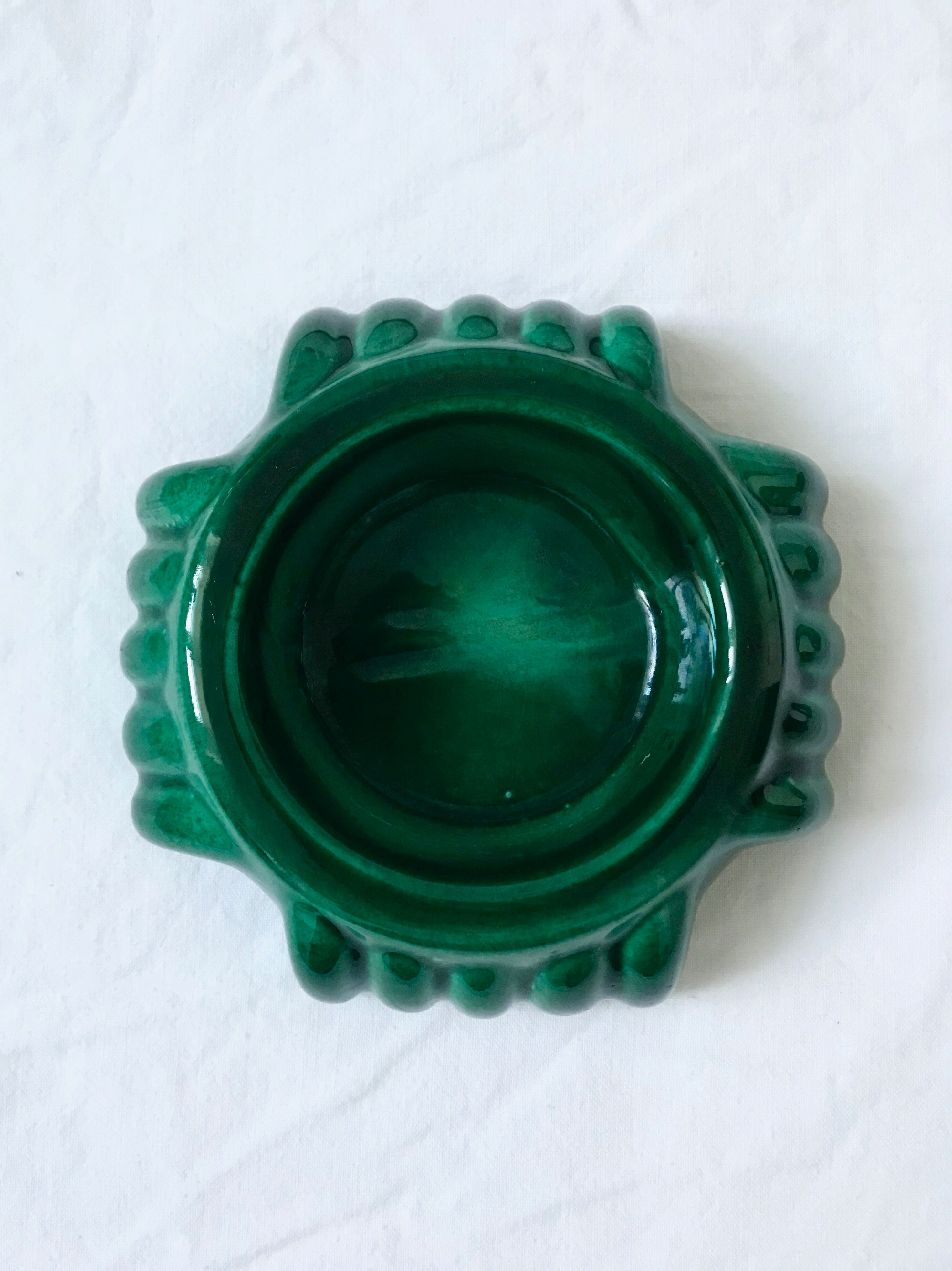 Green art déco ashtray