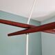 Scandinavian chandelier in teak and white opaline, 1960s
