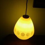 Space age style pendant lamp in opaque glass and granite