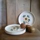 Five flowery dessert plates from continental earthenware