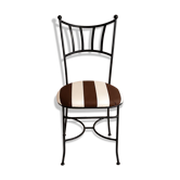 6 wrought iron chairs with deck chair fabric
